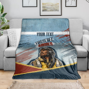 Personalized Tuskegee Airmen Blanket Believe In Yourself Vintage WWII Military Aviation Art