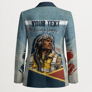 Personalized Tuskegee Airmen Blazer Believe In Yourself Vintage WWII Military Aviation Art