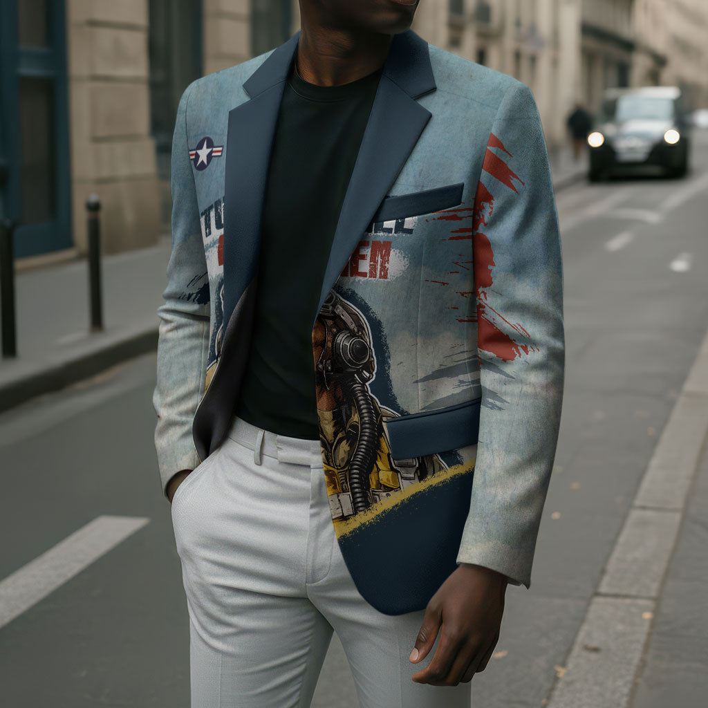 Personalized Tuskegee Airmen Blazer Believe In Yourself Vintage WWII Military Aviation Art