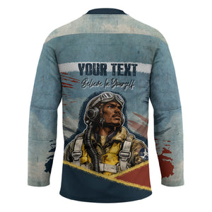 Personalized Tuskegee Airmen Hockey Jersey Believe In Yourself Vintage WWII Military Aviation Art