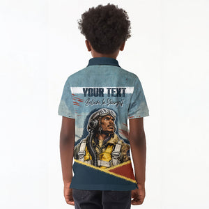 Personalized Tuskegee Airmen Kid Polo Shirt Believe In Yourself Vintage WWII Military Aviation Art