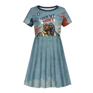 Personalized Tuskegee Airmen Kid Short Sleeve Dress Believe In Yourself Vintage WWII Military Aviation Art