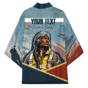Personalized Tuskegee Airmen Kimono Believe In Yourself Vintage WWII Military Aviation Art