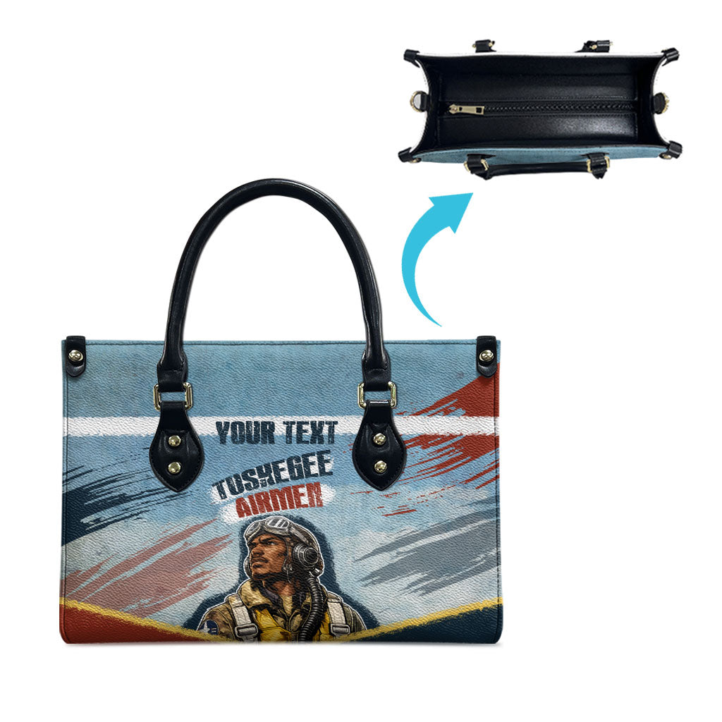 Personalized Tuskegee Airmen Leather Bag Believe In Yourself Vintage WWII Military Aviation Art