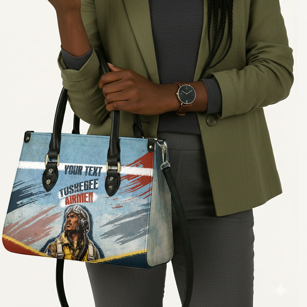 Personalized Tuskegee Airmen Leather Bag Believe In Yourself Vintage WWII Military Aviation Art