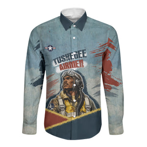 Personalized Tuskegee Airmen Long Sleeve Button Shirt Believe In Yourself Vintage WWII Military Aviation Art