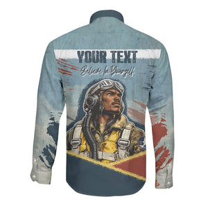 Personalized Tuskegee Airmen Long Sleeve Button Shirt Believe In Yourself Vintage WWII Military Aviation Art