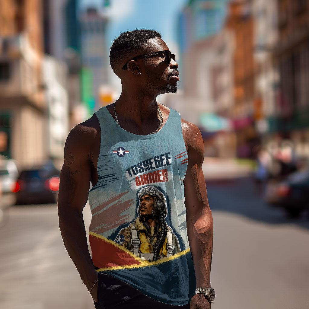 Personalized Tuskegee Airmen Men Tank Top Believe In Yourself Vintage WWII Military Aviation Art