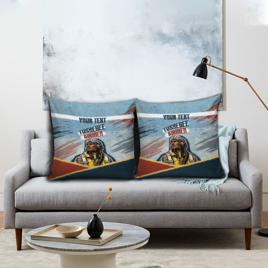Personalized Tuskegee Airmen Pillow Cover Believe In Yourself Vintage WWII Military Aviation Art