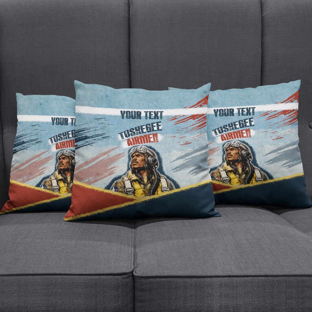 Personalized Tuskegee Airmen Pillow Cover Believe In Yourself Vintage WWII Military Aviation Art