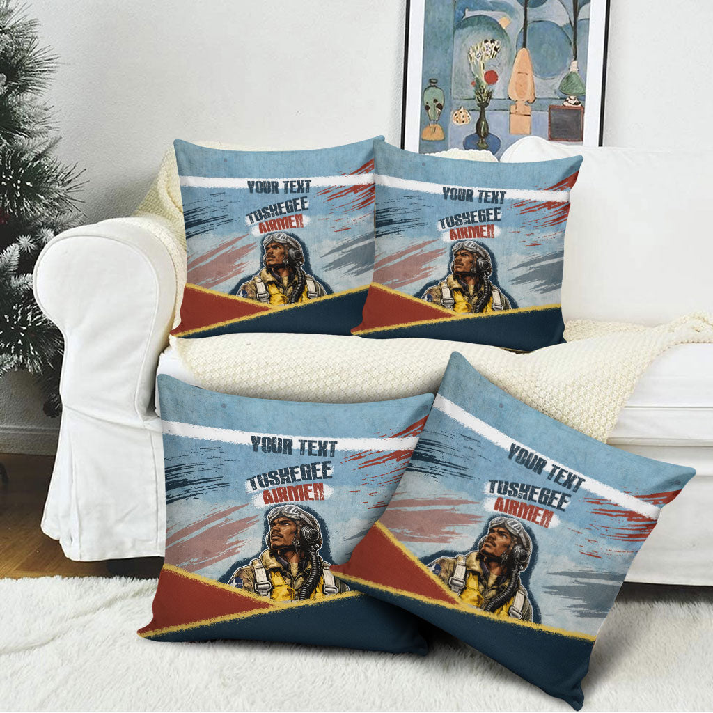 Personalized Tuskegee Airmen Pillow Cover Believe In Yourself Vintage WWII Military Aviation Art