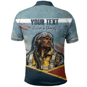 Personalized Tuskegee Airmen Polo Shirt Believe In Yourself Vintage WWII Military Aviation Art