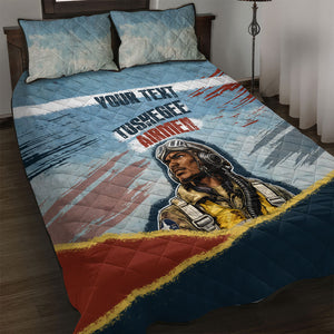 Personalized Tuskegee Airmen Quilt Bed Set Believe In Yourself Vintage WWII Military Aviation Art