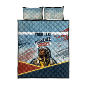 Personalized Tuskegee Airmen Quilt Bed Set Believe In Yourself Vintage WWII Military Aviation Art