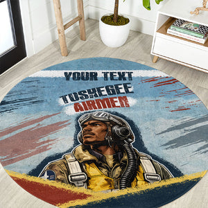Personalized Tuskegee Airmen Round Carpet Believe In Yourself Vintage WWII Military Aviation Art