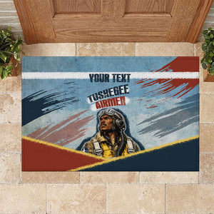 Personalized Tuskegee Airmen Rubber Doormat Believe In Yourself Vintage WWII Military Aviation Art