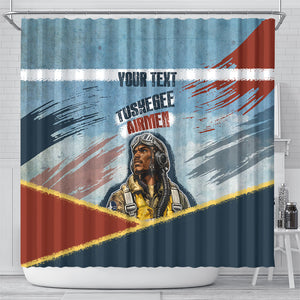 Personalized Tuskegee Airmen Shower Curtain Believe In Yourself Vintage WWII Military Aviation Art