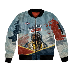 Personalized Tuskegee Airmen Sleeve Zip Bomber Jacket Believe In Yourself Vintage WWII Military Aviation Art