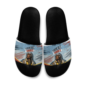 Personalized Tuskegee Airmen Slide Sandals Believe In Yourself Vintage WWII Military Aviation Art