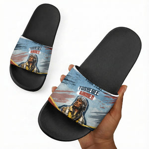 Personalized Tuskegee Airmen Slide Sandals Believe In Yourself Vintage WWII Military Aviation Art