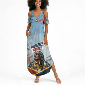 Personalized Tuskegee Airmen Summer Maxi Dress Believe In Yourself Vintage WWII Military Aviation Art