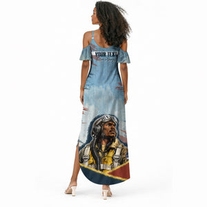 Personalized Tuskegee Airmen Summer Maxi Dress Believe In Yourself Vintage WWII Military Aviation Art