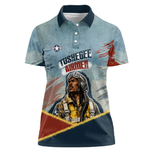 Personalized Tuskegee Airmen Women Polo Shirt Believe In Yourself Vintage WWII Military Aviation Art