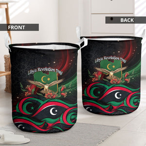 Libya Revolution Day Laundry Basket Flying Eagle Libyan Coat Of Arms Map - Land Of Resilience And Pride
