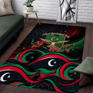 Libya Revolution Day Area Rug Flying Eagle Libyan Coat Of Arms Map - Land Of Resilience And Pride