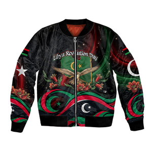 Libya Revolution Day Bomber Jacket Flying Eagle Libyan Coat Of Arms Map - Land Of Resilience And Pride