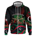 Libya Revolution Day Zip Hoodie Flying Eagle Libyan Coat Of Arms Map - Land Of Resilience And Pride