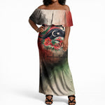 Libya Revolution Day Off Shoulder Maxi Dress Libyan National Pride Watercolor Flag Waves Floral