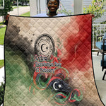 Libya Revolution Day Quilt Libyan National Pride Watercolor Flag Waves Floral