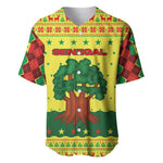Senegal Christmas Baseball Jersey Baobab Tree and National Coat of Arms Motif - African Pride