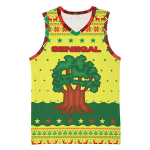 Senegal Christmas Basketball Jersey Baobab Tree and National Coat of Arms Motif TS04