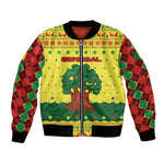 Senegal Christmas Bomber Jacket Baobab Tree and National Coat of Arms Motif - African Pride