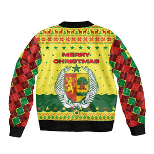 Senegal Christmas Bomber Jacket Baobab Tree and National Coat of Arms Motif - African Pride