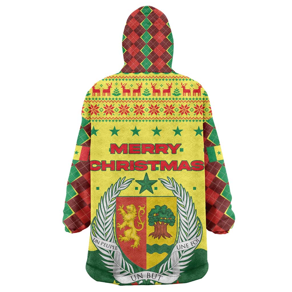 Senegal Christmas Kid Wearable Blanket Hoodie Baobab Tree and National Coat of Arms Motif - African Pride