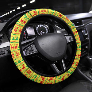 Senegal Christmas Steering Wheel Cover Baobab Tree and National Coat of Arms Motif - African Pride