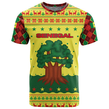 Senegal Christmas T shirt Baobab Tree and National Coat of Arms Motif - African Pride