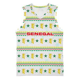 Senegal Christmas Basketball Jersey Golden Lion and Festive Stars Motif TS04