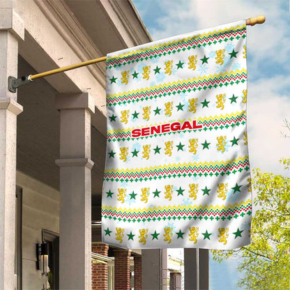 Senegal Christmas Garden Flag Golden Lion and Festive Stars Motif - African Pride