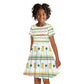 Senegal Christmas Kid Short Sleeve Dress Golden Lion and Festive Stars Motif - African Pride