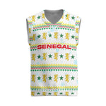 Senegal Christmas Knitted V-Neck Vest Golden Lion and Festive Stars Motif - African Pride