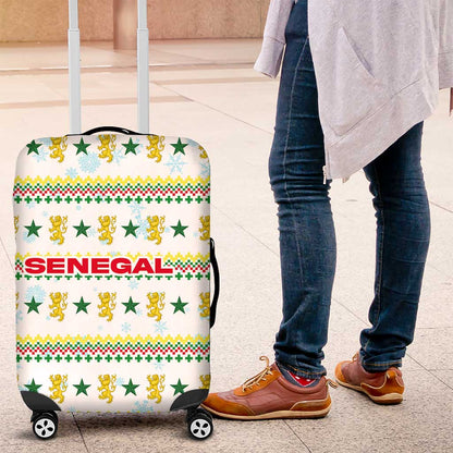 Senegal Christmas Luggage Cover Golden Lion and Festive Stars Motif - African Pride