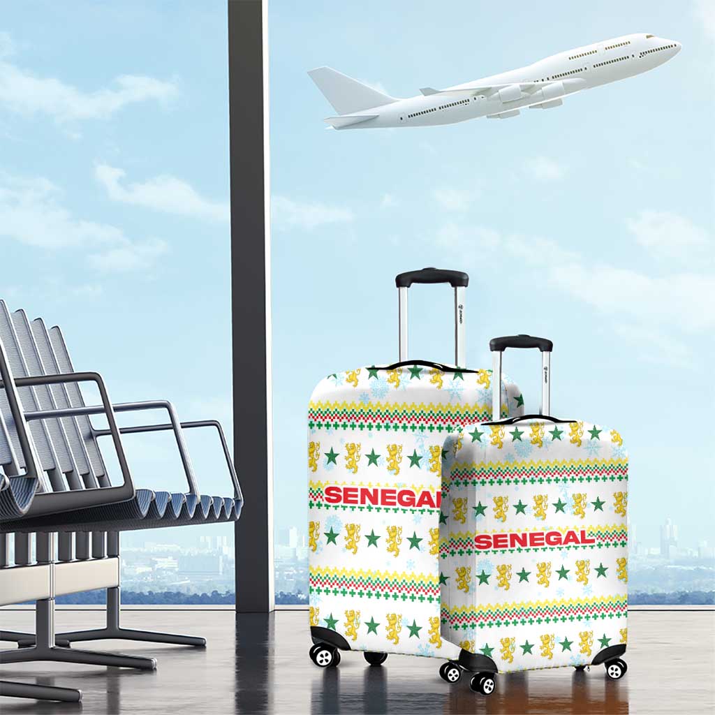 Senegal Christmas Luggage Cover Golden Lion and Festive Stars Motif - African Pride