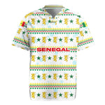 Senegal Christmas Rugby Jersey Golden Lion and Festive Stars Motif - African Pride