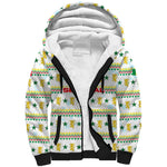 Senegal Christmas Sherpa Hoodie Golden Lion and Festive Stars Motif - African Pride