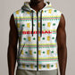 Senegal Christmas Sleeveless Zip Hoodie Golden Lion and Festive Stars Motif - African Pride