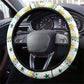 Senegal Christmas Steering Wheel Cover Golden Lion and Festive Stars Motif - African Pride